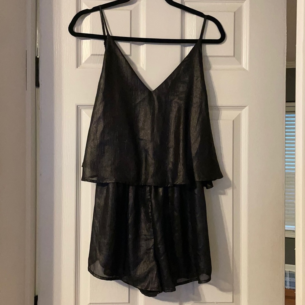 Dainty Hooligan Black Metallic Romper